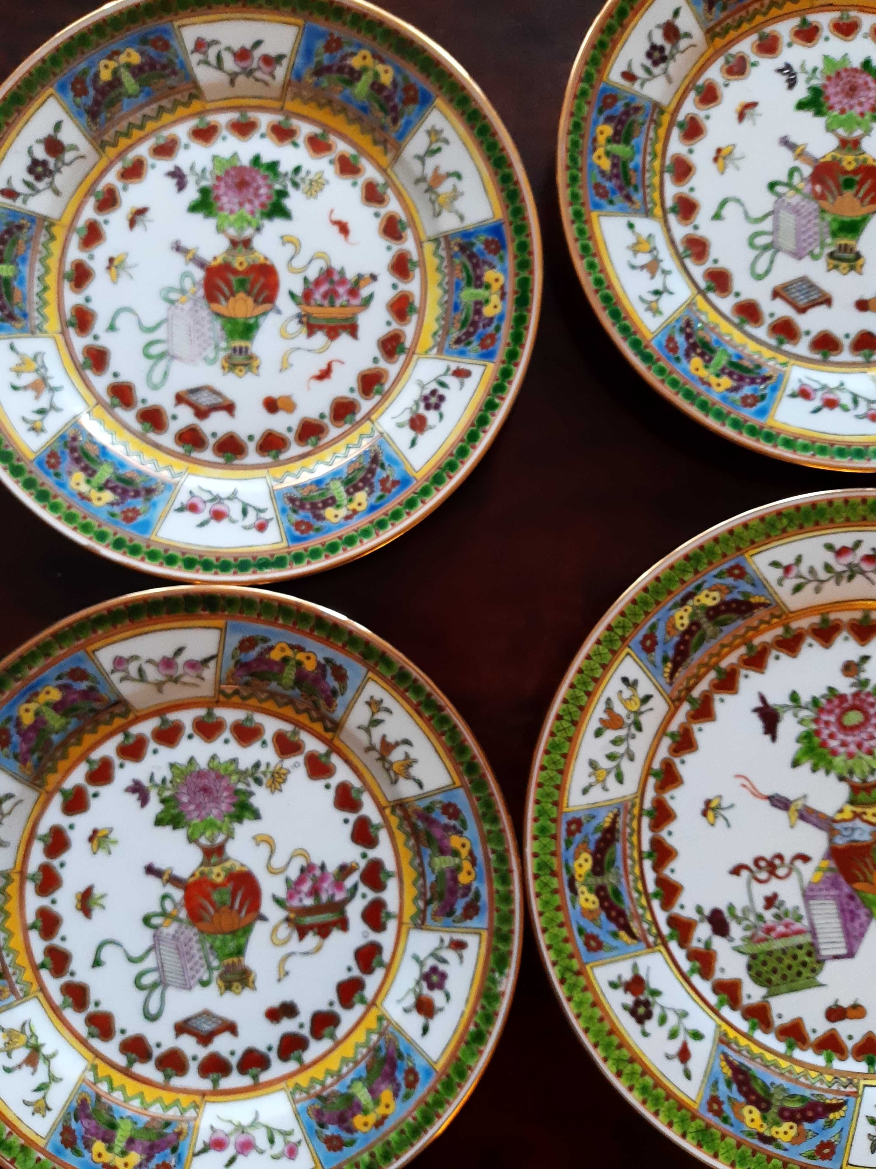 Talerze śniadaniowe/dekoracyjne, porcelana, komplet 9 sztuk, Chiny