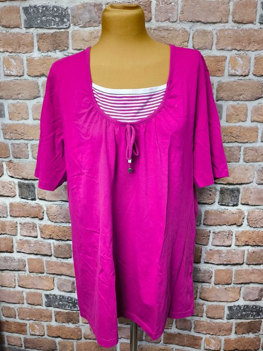 Bluzka damska z krótkim rękawem i wstawką w paski 48