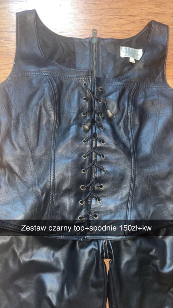 Bershka zestaw czarny top+spodnie 150zł