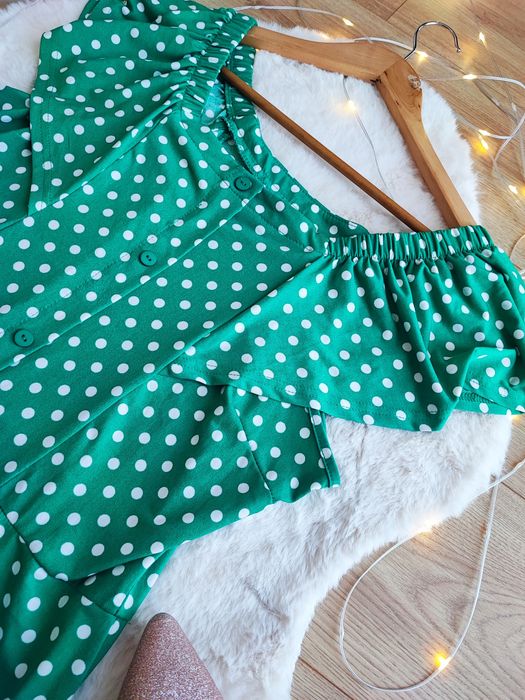 Elegancka sukienka w grochy Midi L40 wieczorowa retro