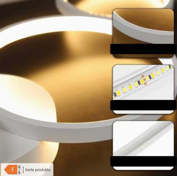 Światło sufitowe LED do salonu, czarno-białe /88cm