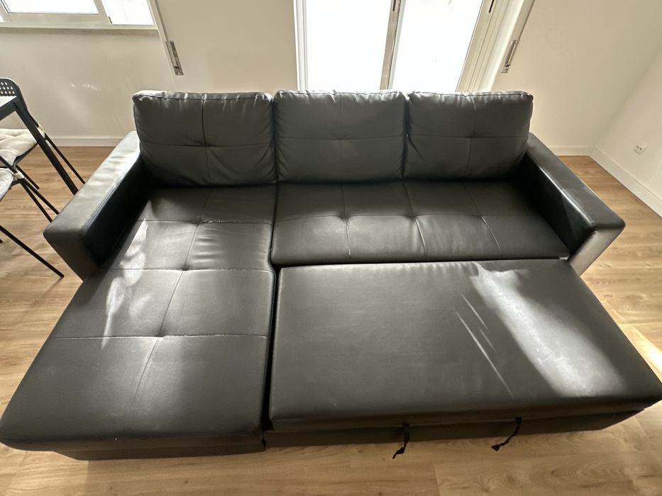Sofá chaise longue preto