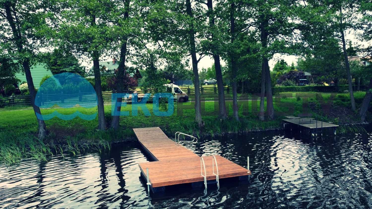 Pomost pływający 12m długi - 30mkw z modrzewiem syberyjskim