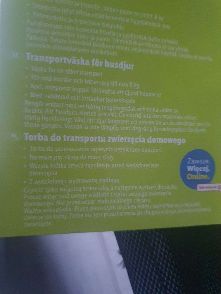 Torba zoofari  do transportu   zwierzęcia domowego