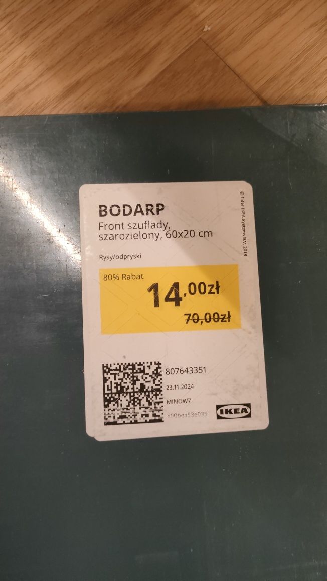 front szuflady, szarozielony, 60x20 cm IKEA BODARP