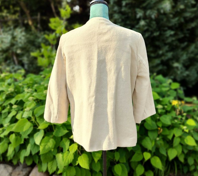 Kurtka marynarka narzutka Mango XL boho bohemian etno beż haft folk