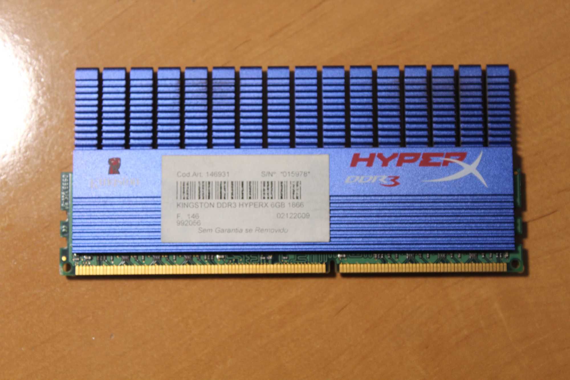 Memória RAM Kingston DDR3 HyperX 6GB 1866MHz