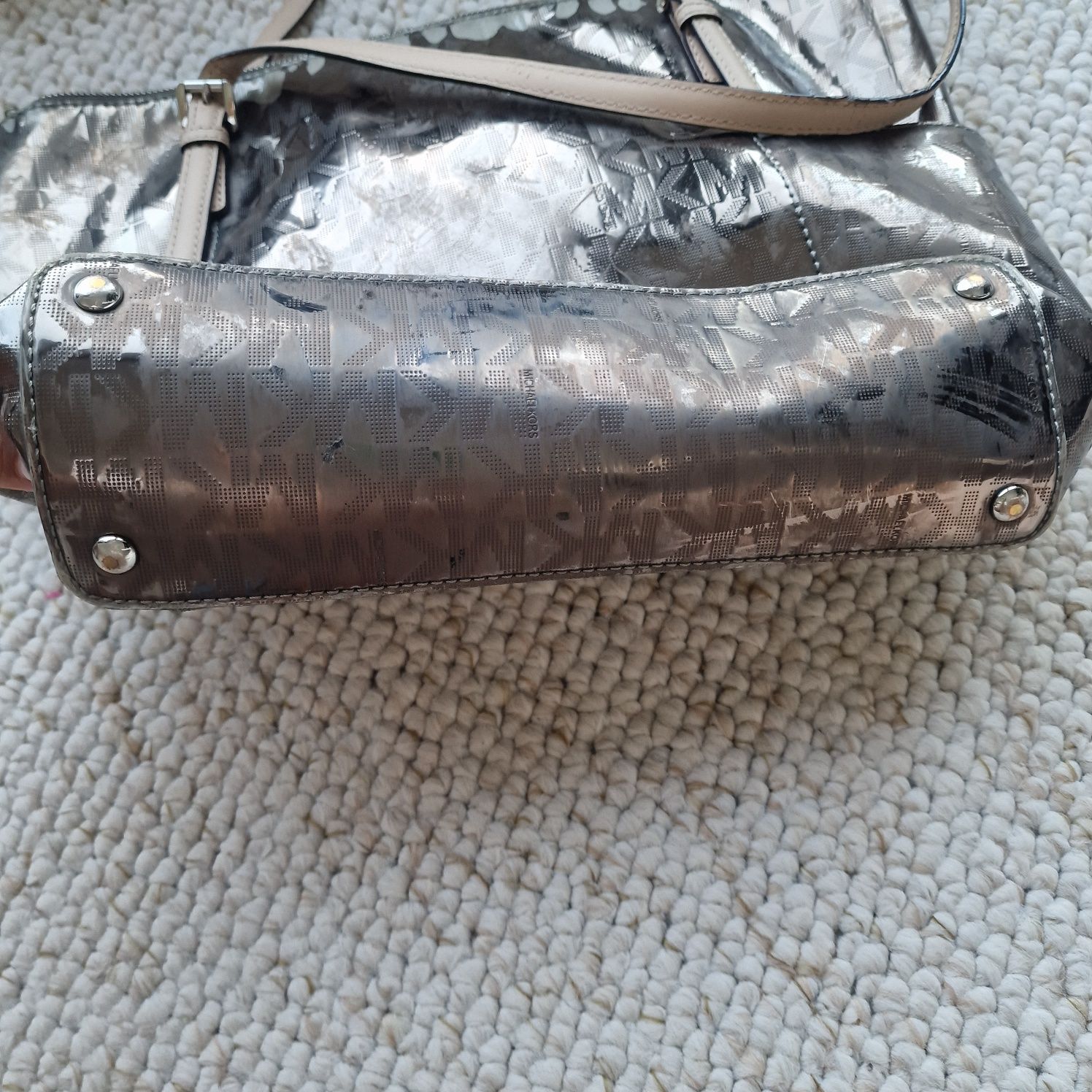 Torebka shopperka Michael Kors srebrna