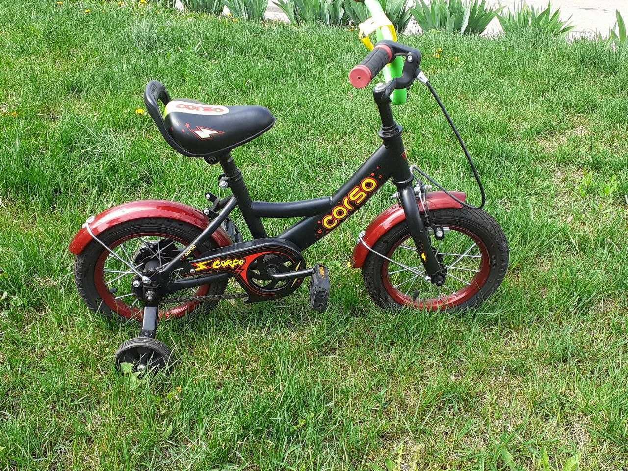 Детский двухколесный велосипед Corso 12” со страховочными колесами