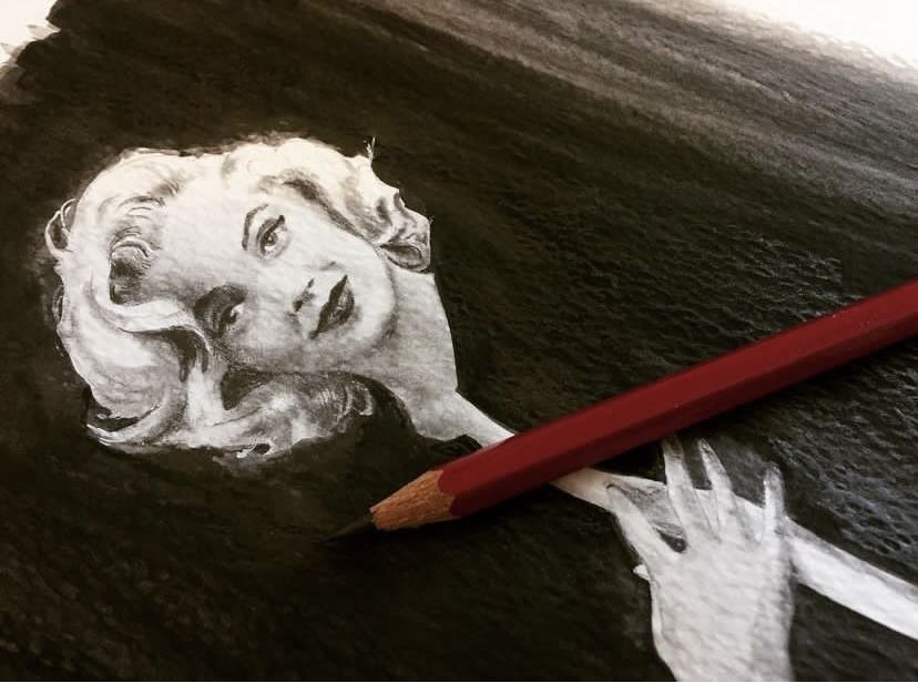 Marilyn Monroe Rysunek Obraz Duży Oryginalny Portret