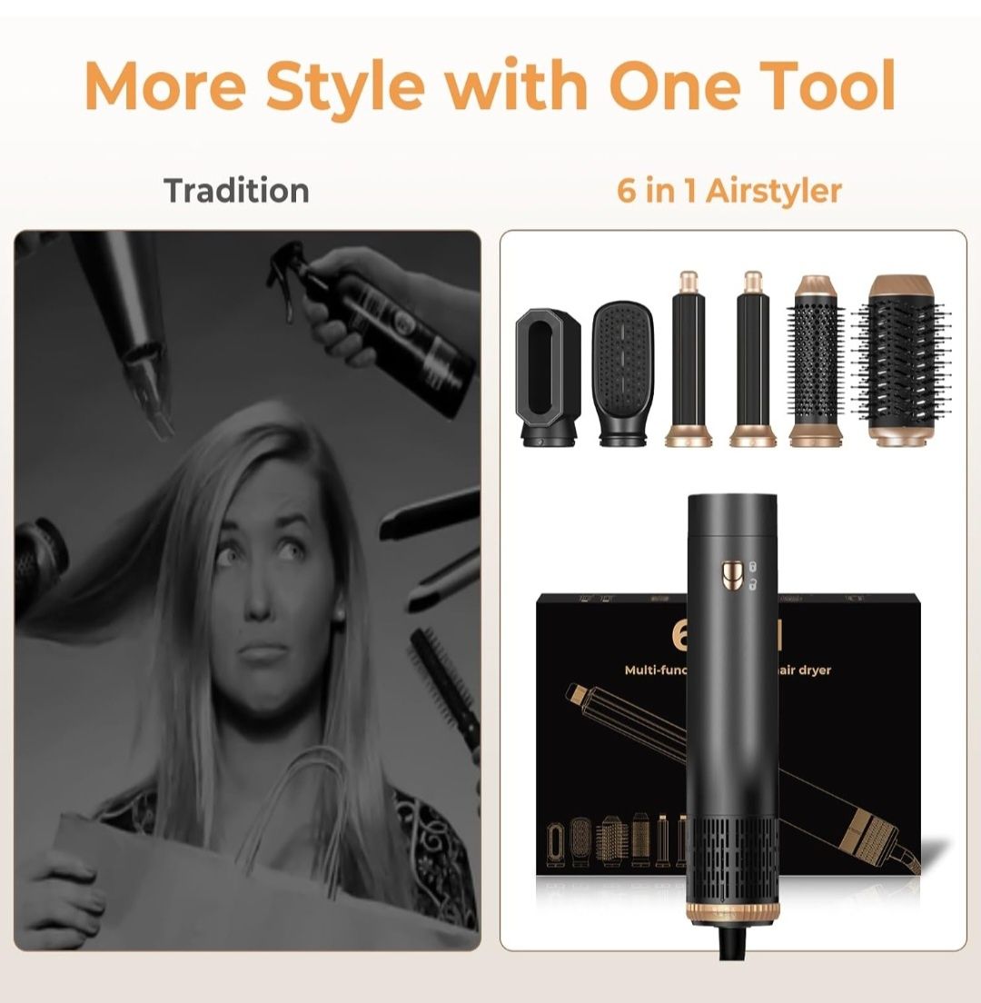 Air Styler Air Brush 6 w 1, suszarka do włosów jonowych