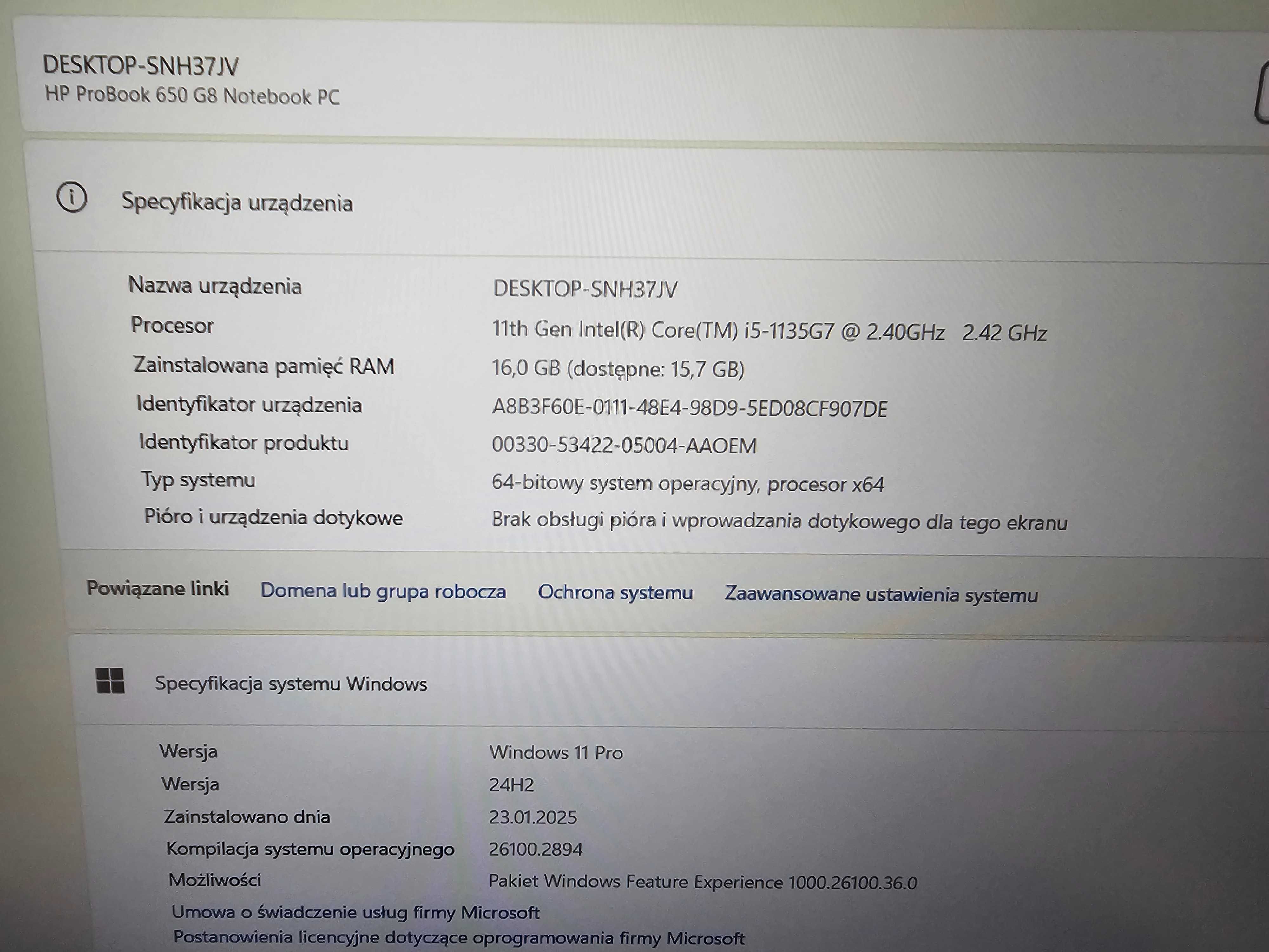 Laptop HP ProBook 650 G8/i5 11gen /16GB/512GB SSD/Bioskom Gwarancja