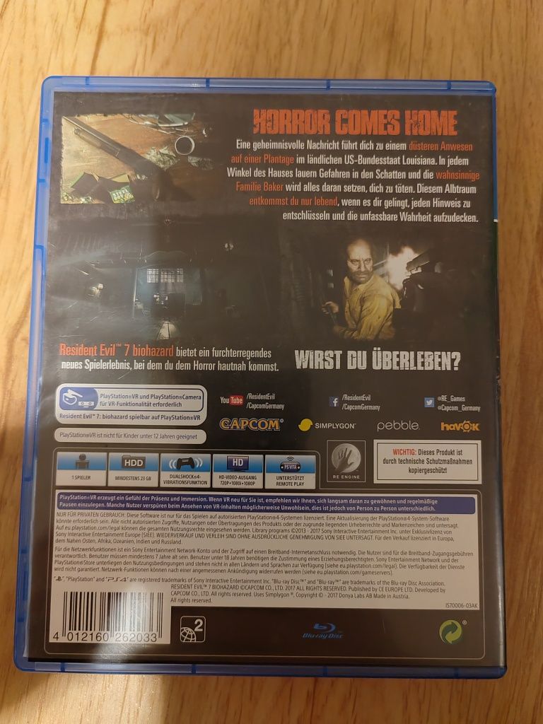 Resident evil vii biohazard 7 ps4 PlayStation 4 5