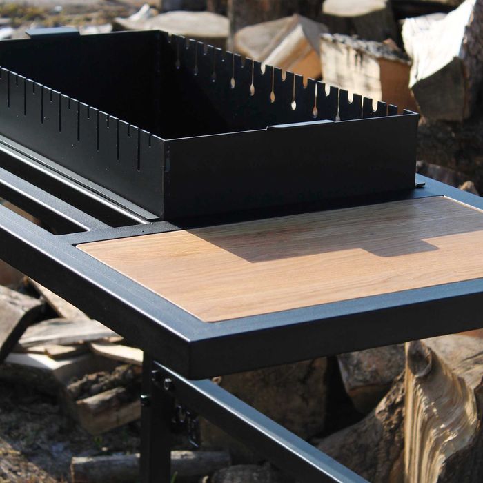 Мангал Loft зі столиком та знімною жаровнею, мангал підставка для дров