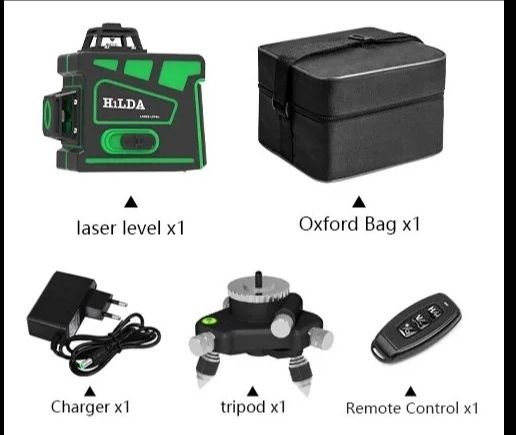 Nivel laser 12 linhas verde 3d hilda profissional