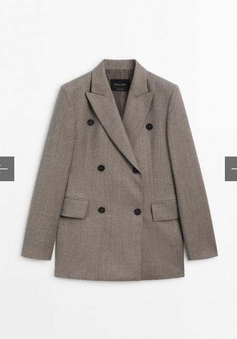 Nowa marynarka Massimo Dutti 100 % wełna norkowa chłodny beż 34 XS