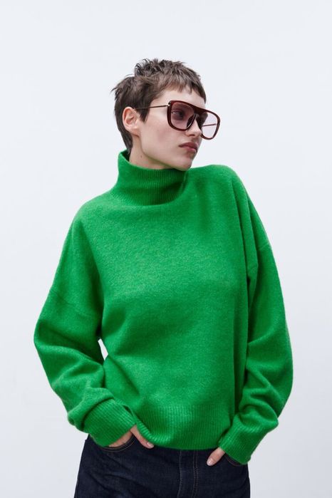 Чорно-білий светр у смужку кофта кофтинка джемпер Zara чорний зелений