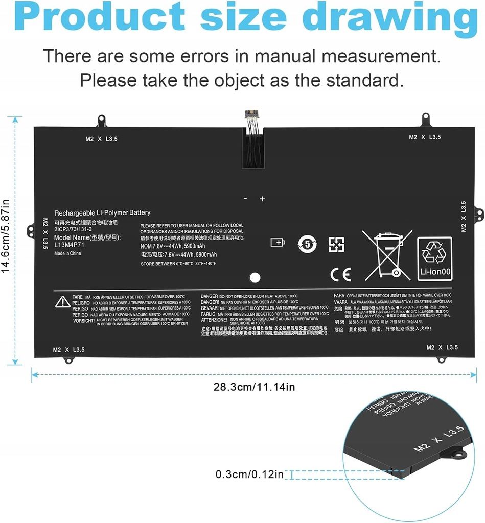 Bateria do laptopów IBM, Lenovo litowo-polimerowa 5900 mAh l13m4p71