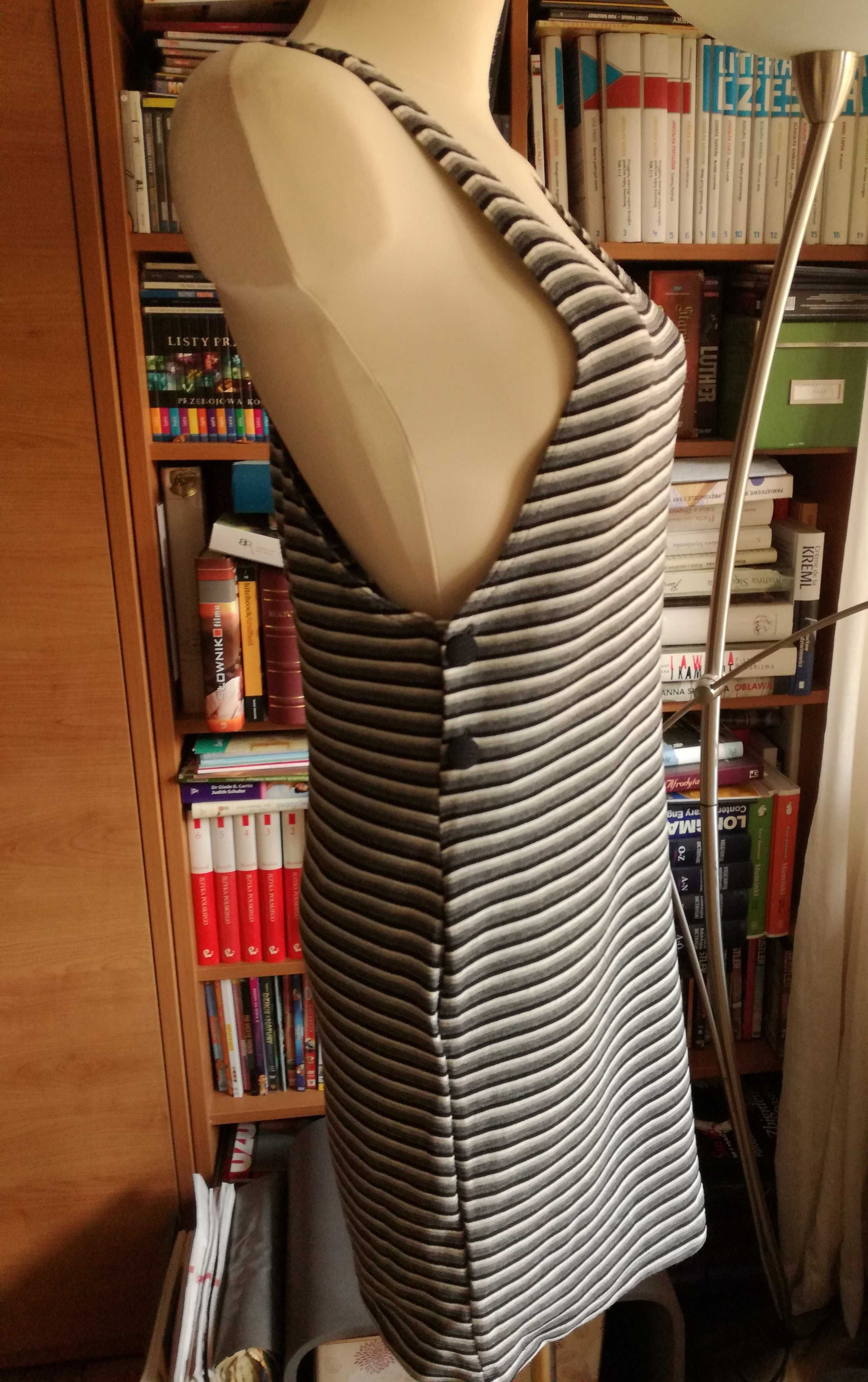 Sukienka ciążowa na szelkach, rozmiar 38