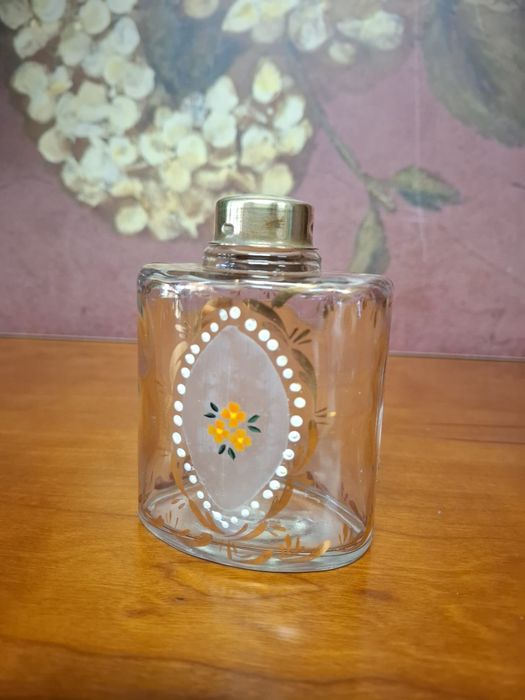 Frasco Vintage em Vidro pintado à Mão. Decorativo/Perfume/Essências.