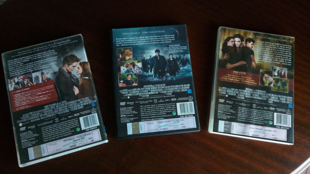 DVD's Crepúsculo, Eclipse e Lua Nova da Saga Twilight