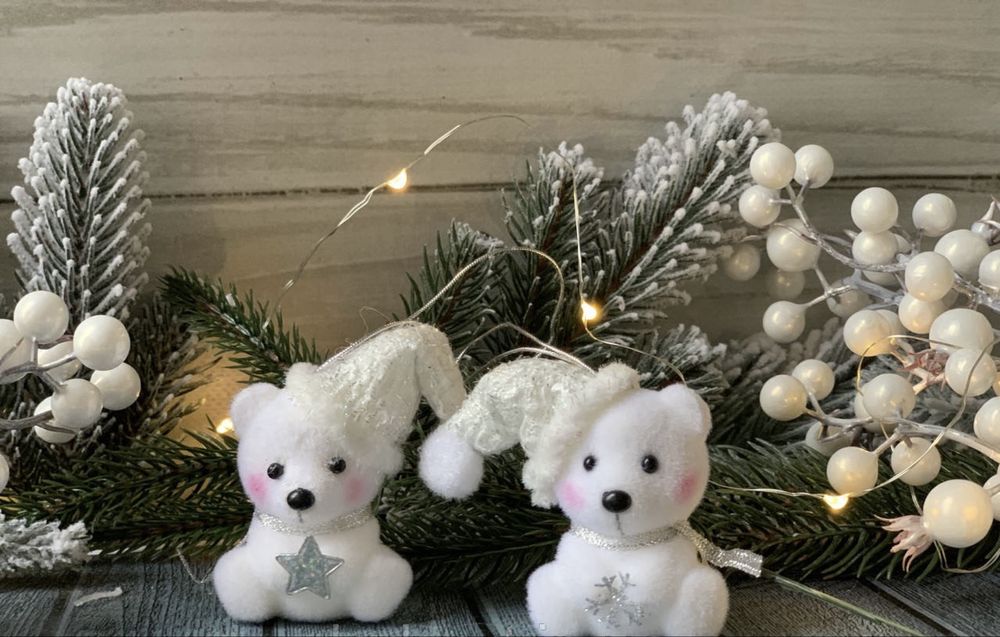 Декоративні підвіски декор Медвежата Ведмедики набір 2 шт 8 см