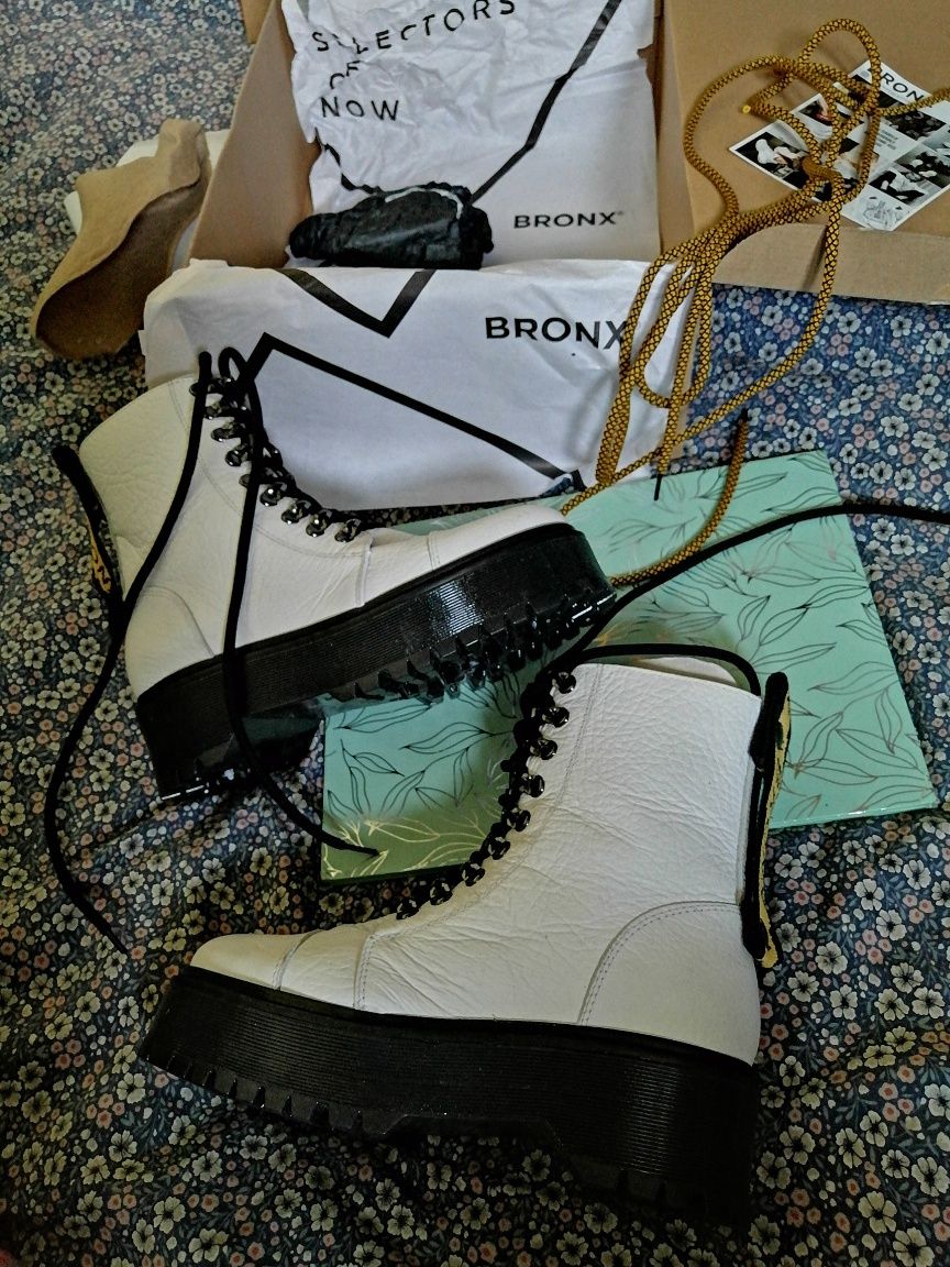 BRONX buty PREMiUM botki SkÓRZANE buty na koturnie platformie SKÓRA 36