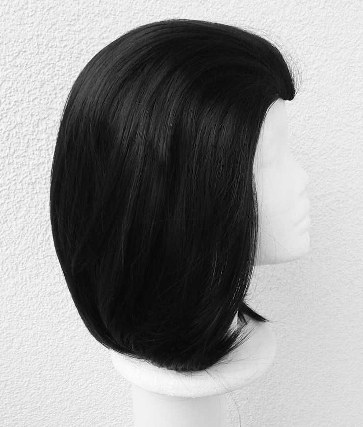 Loki Marvel cosplay wig czarna peruka bez grzywki z zaczesem bob
