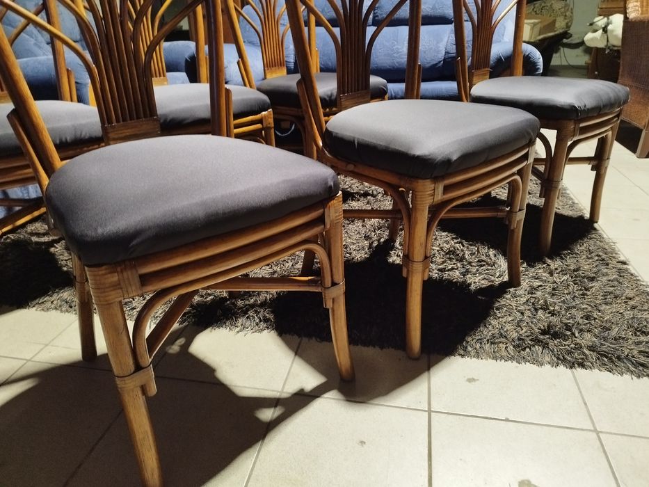 krzesła rattanowe VINTAGE 6 sztuk kuchenne tarasowe