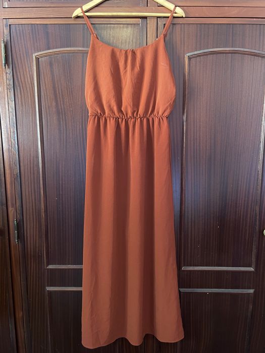 Vestido comprido “laranja queimado”