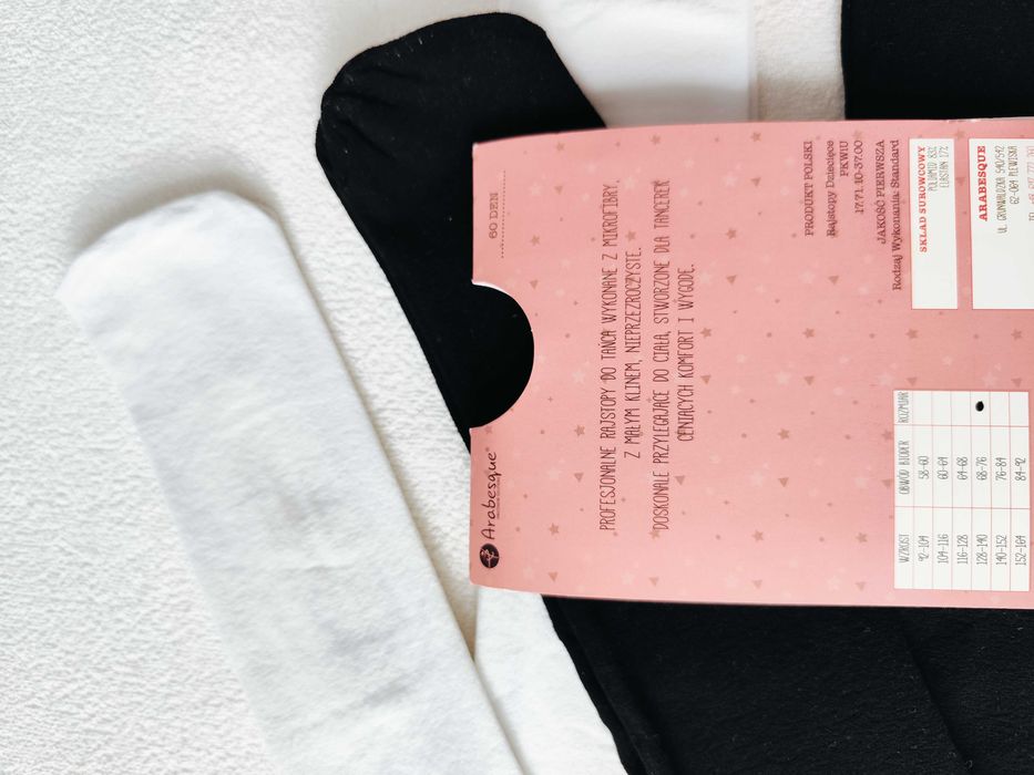 Rajstopy dziewczęce 60 DEN 2 sztuki - białe i czarne 128-140