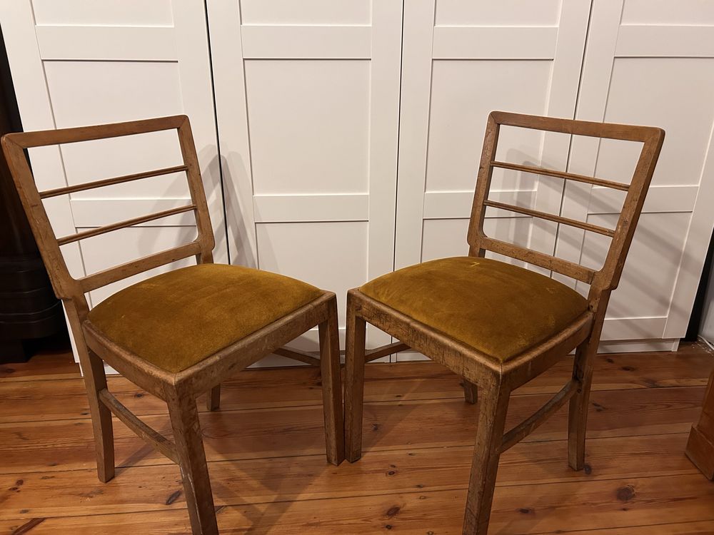 2 krzesła fornirowane polskie art deco z 1938 vintage przedwojenne