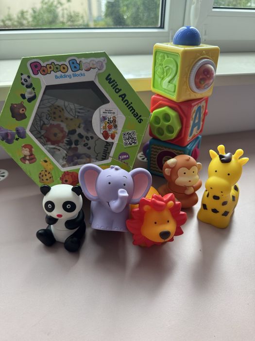 Кубики Fisher Price + конструктор з тварин