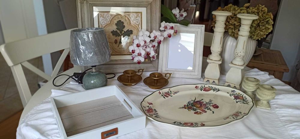 Taca dekoracyjna z napisem HOME – MDF i drewno, styl rustykalny
