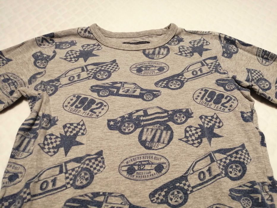 Koszulka chłopięca, długi rękaw, Next, 116, flagi, wyścigówki (Odzież)