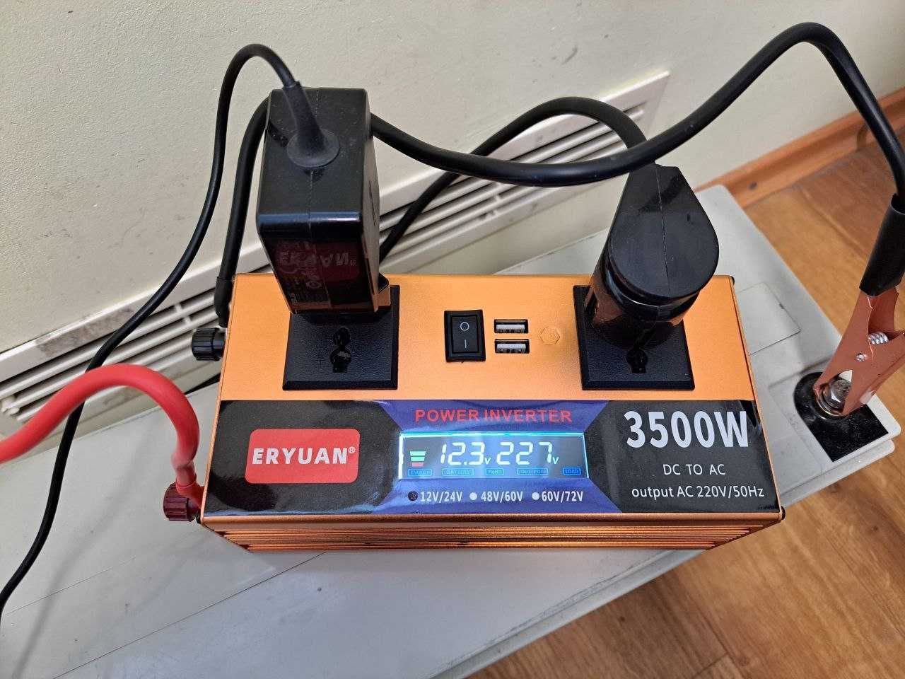 Преобразователь напряжения инвертор 3500W c LCD экраном 12/24V -220V