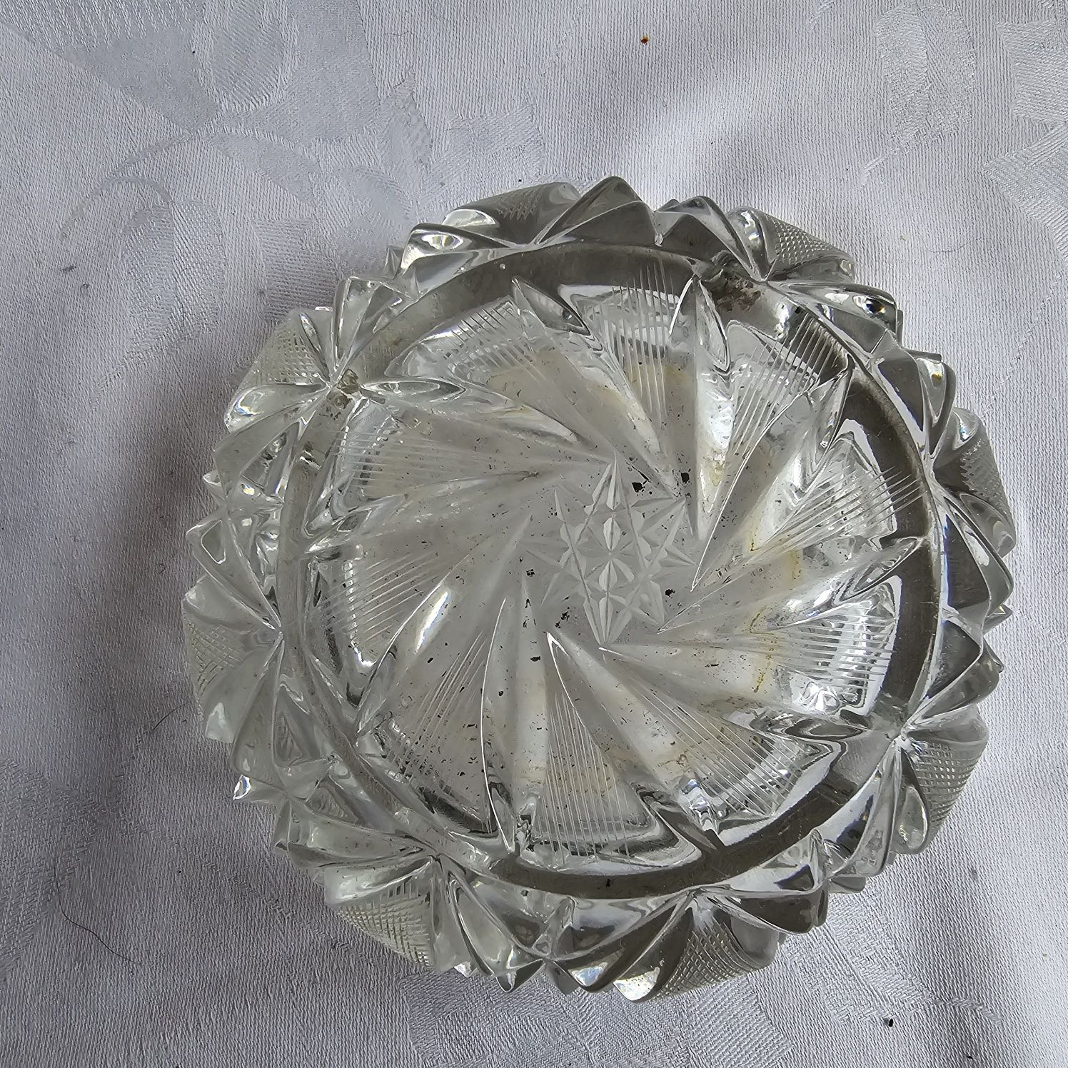 Papierośnica solidna PRL szkło kryształowe kryształ 13x5cm  popielnica