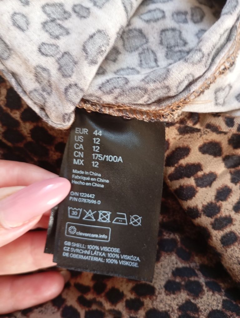 H&M 44r wygodna owersizowa sukienka w panterkę