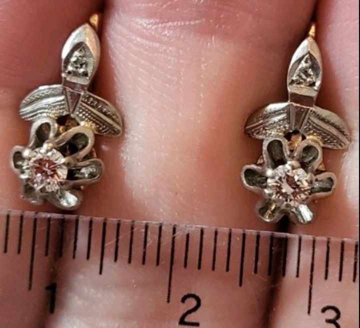 Серьги ссср 583 с бриллиантами 0,33ct 4,12г