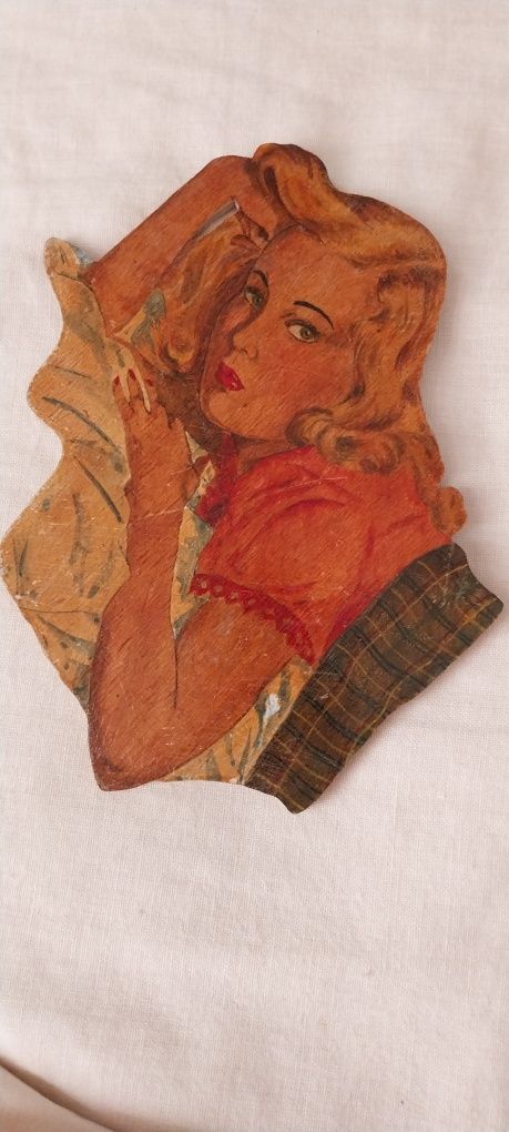 Pintura  em madeira de adolescente, em 1950