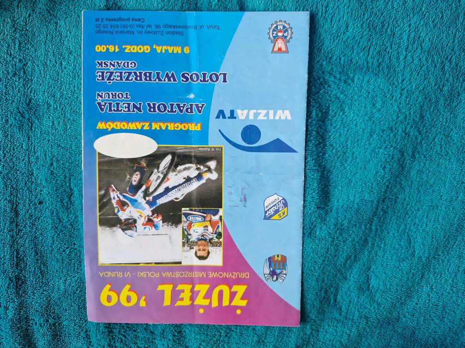 Żużel program zawodów zapisany Apator Toruń Wybrzeże Gdańsk 09.05.1999