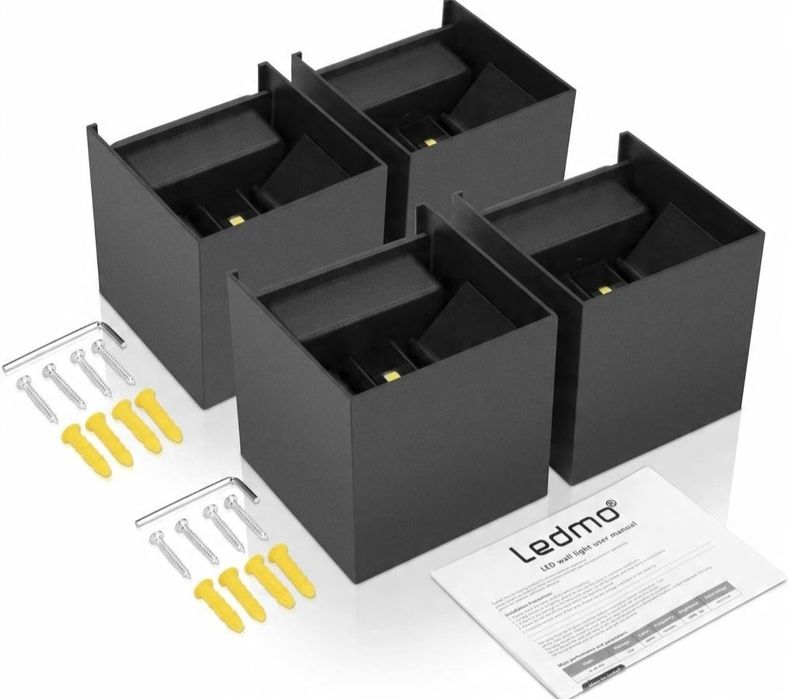 4szt LEDMO Zewnętrzna lampa czarna zintegrowane źródło LED 20 W