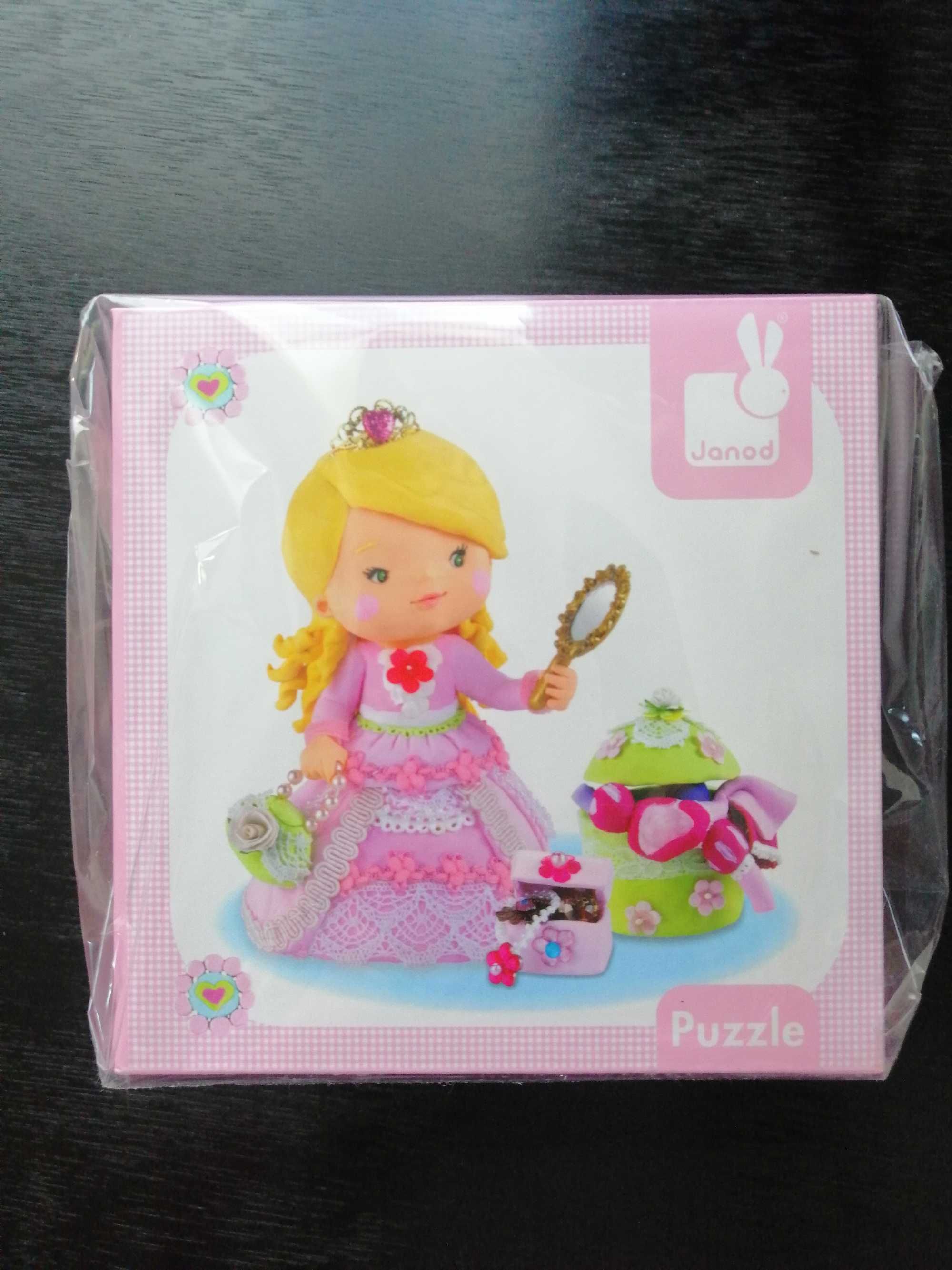 NOWE Puzzle Janod 2w1 Róża bawi się w księżniczkę 2 układanki OKAZJA