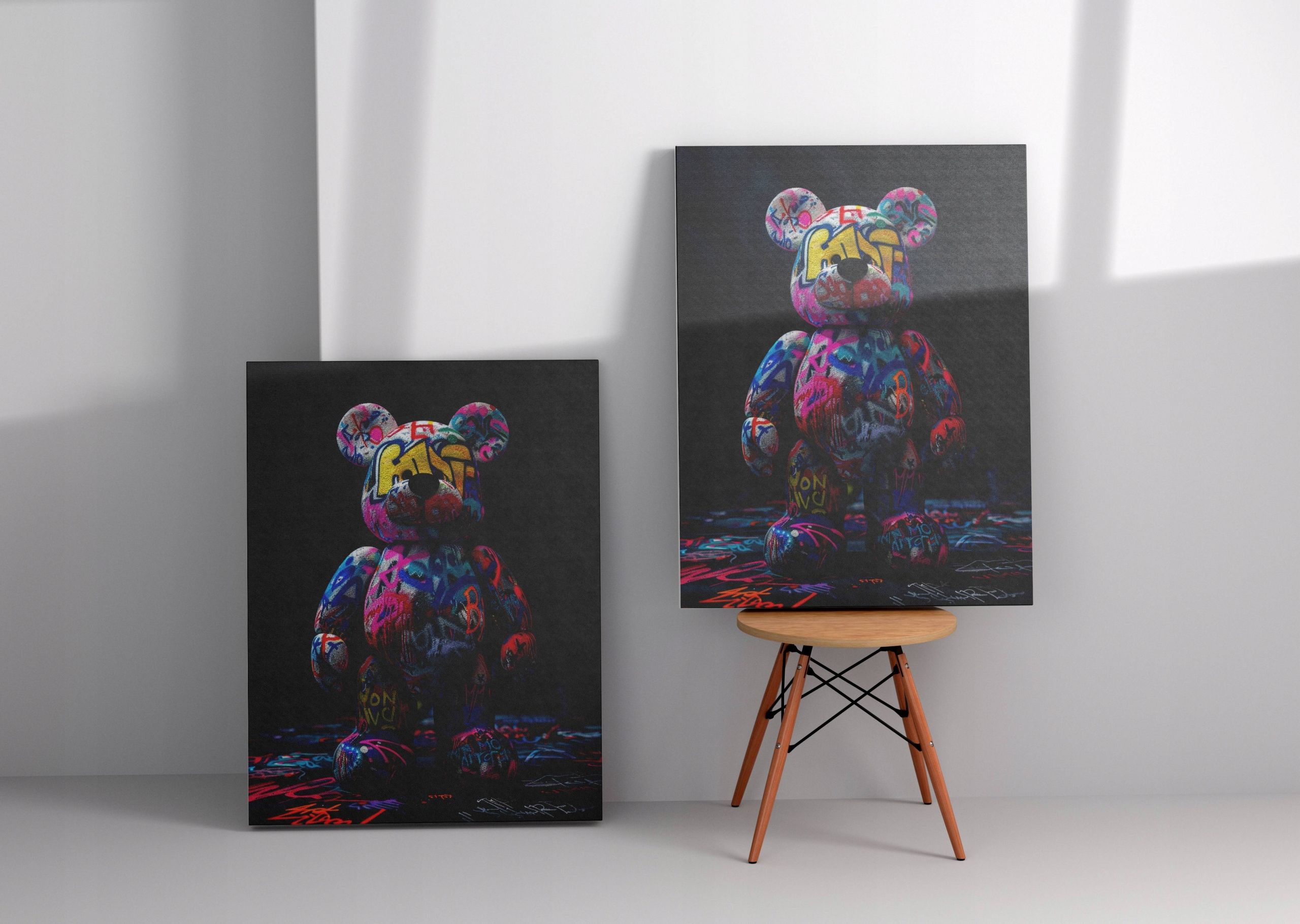 Obraz na płótnie "Grafitti Miś" 60x80 cm - nowoczesna sztuka do wnętrz
