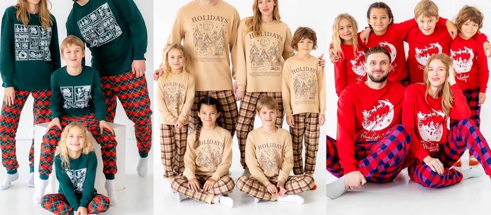 Дитячі сімейні піжами для фотосесії, Нового року та Різдва