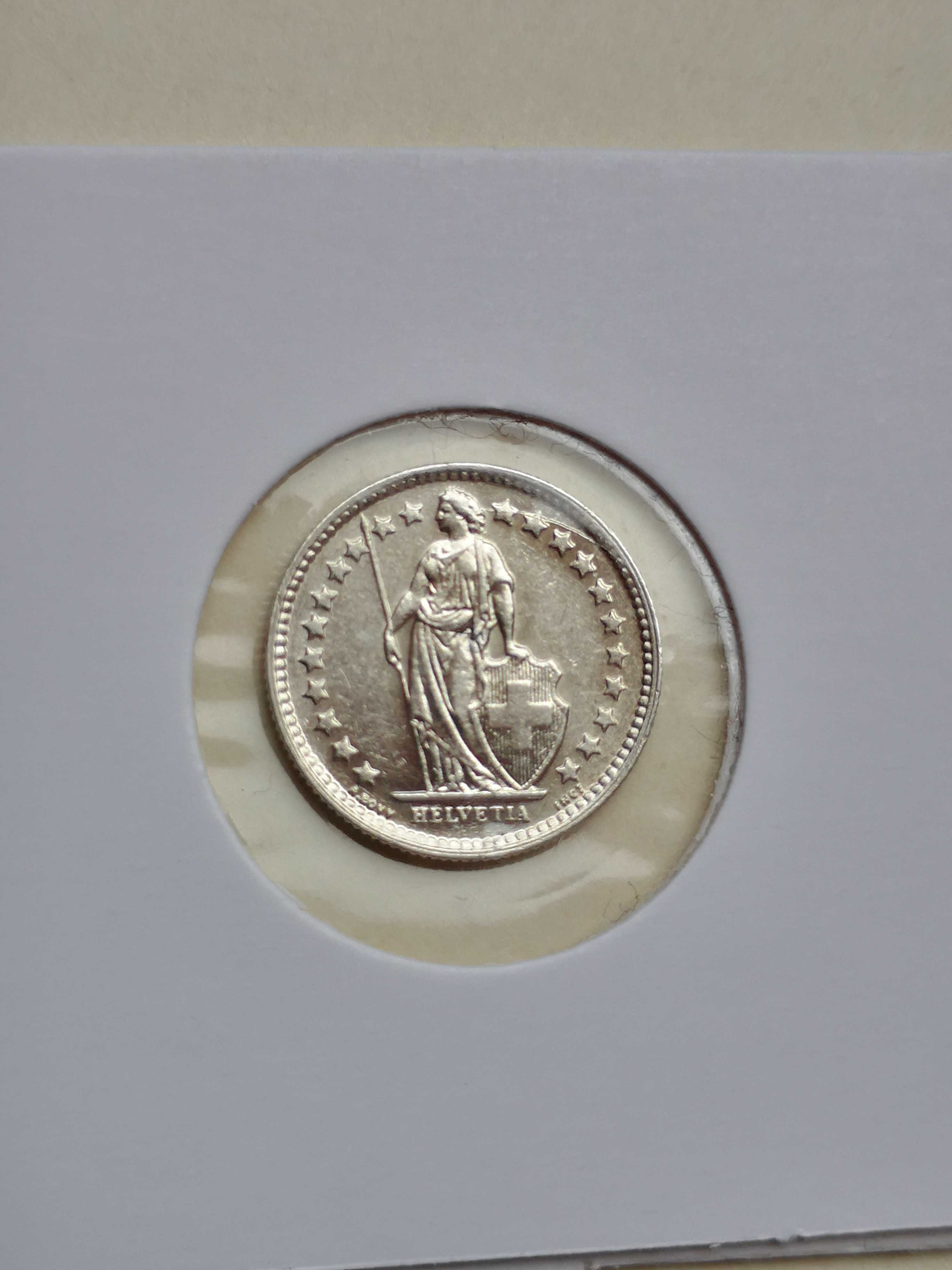 2 szt srebrnych monet 1/2 Franka Szwajcarskiego