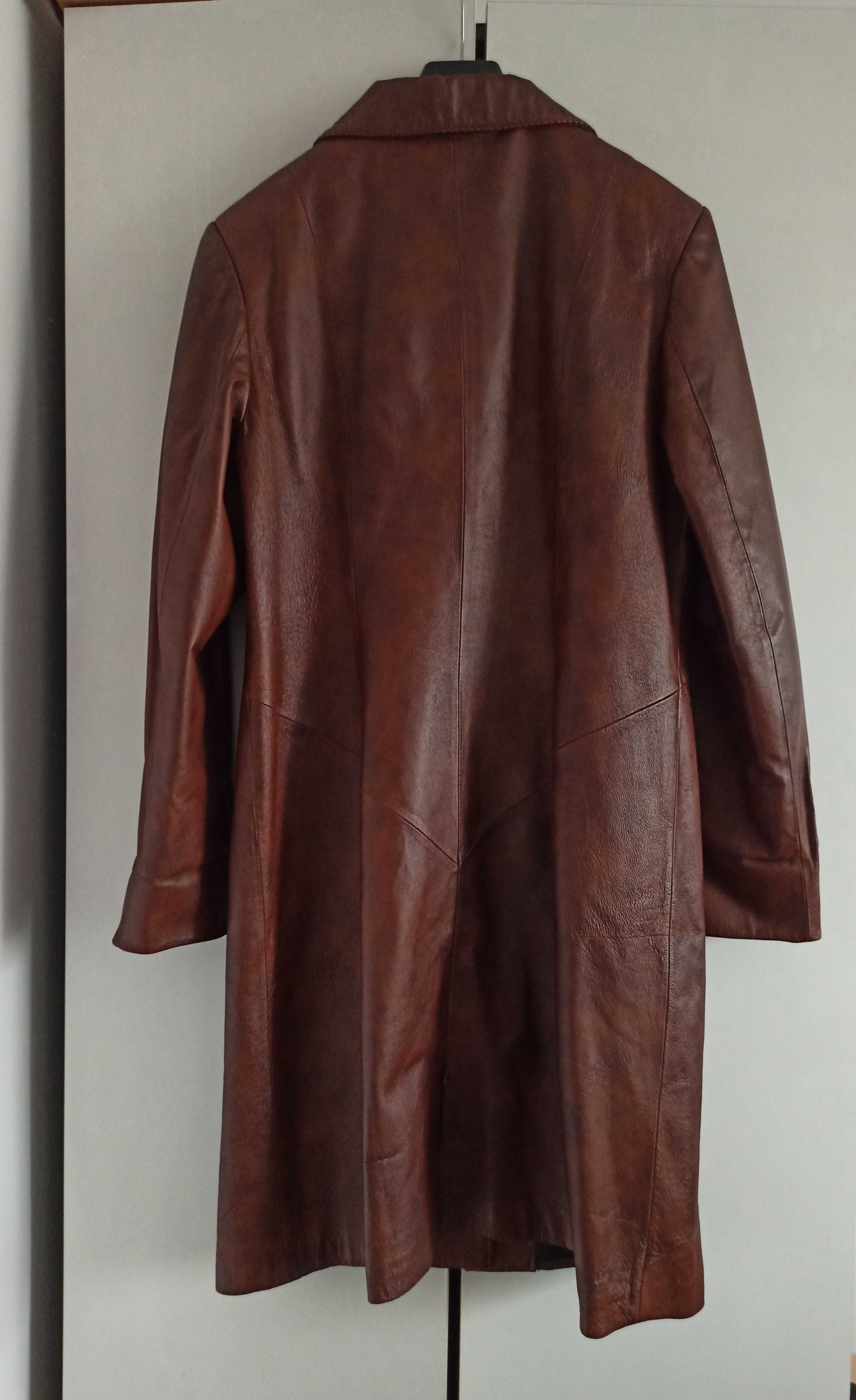 Skórzany vintage płaszcz