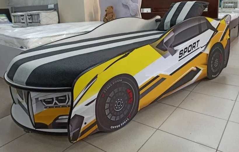 Кровать машина седан с матрасом SPACE SUPER CAR с подсветкой + Подарок