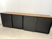 Komoda drewniana i aluminiowa zamykana na klucz antracyt + drewno