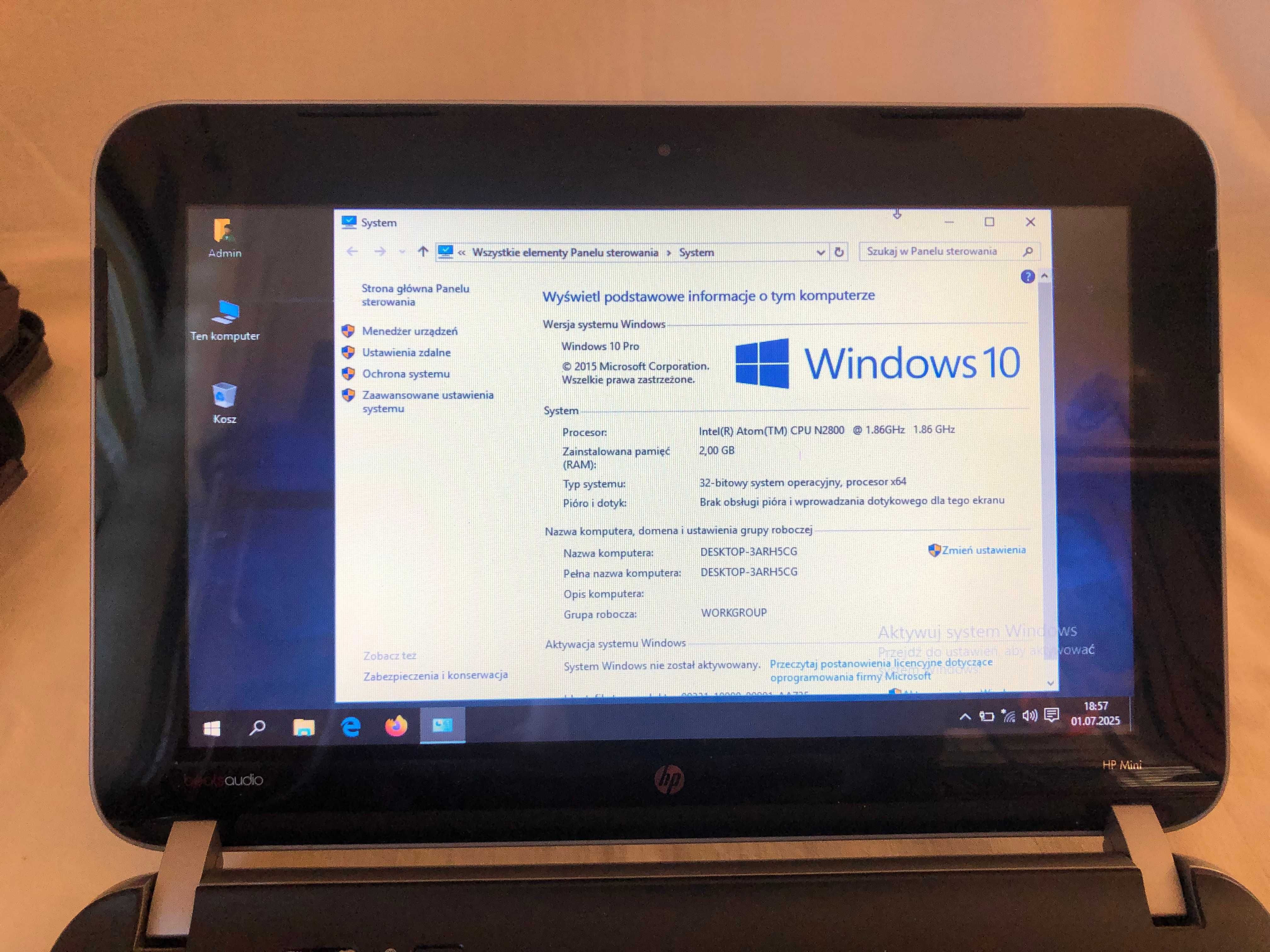 laptop netbook HP mini 110 zasilacz 2GB 250GB Win10 + torba